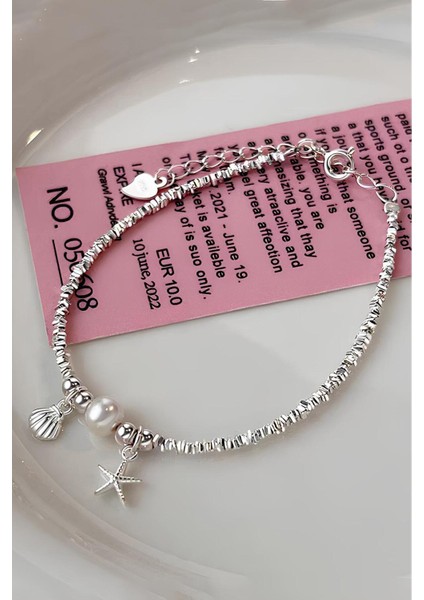 Minimal Tasarım Deniz Yıldızı ve Deniz Kabuğu Charm Bileklik Pinterest Parlak Taş Princess Bileklik
