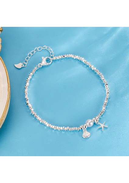 Minimal Tasarım Deniz Yıldızı ve Deniz Kabuğu Charm Bileklik Pinterest Parlak Taş Princess Bileklik
