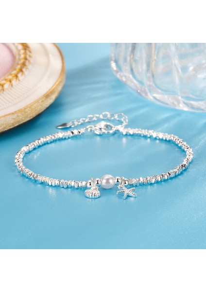 Minimal Tasarım Deniz Yıldızı ve Deniz Kabuğu Charm Bileklik Pinterest Parlak Taş Princess Bileklik