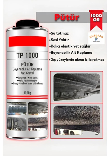 Pıton Pütür 1000 Grm 1 kg Araç Araba Çamurluk Taş Darbe Koruma Su Tutmaz Ses Yalıtımlı Boyanabili Kaplama.