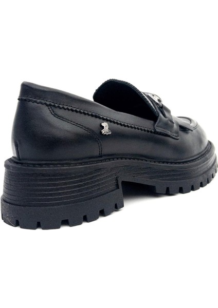 2554603K Kadın Hakiki Deri Püsküllü Kalın Taban Loafer Ayakkabı fiyatları