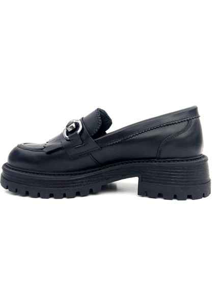 2554603K Kadın Hakiki Deri Püsküllü Kalın Taban Loafer Ayakkabı modelleri