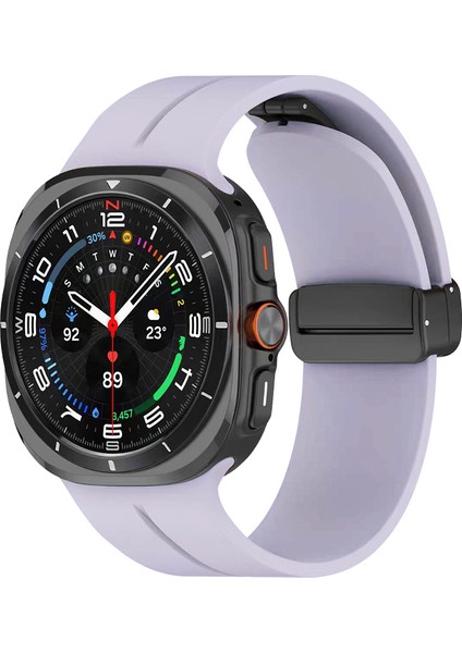 Samsung Galaxy Watch 8 Classsic 46MM Için Metal Manyetik Kopçalı Silikon Kordon Krd-84