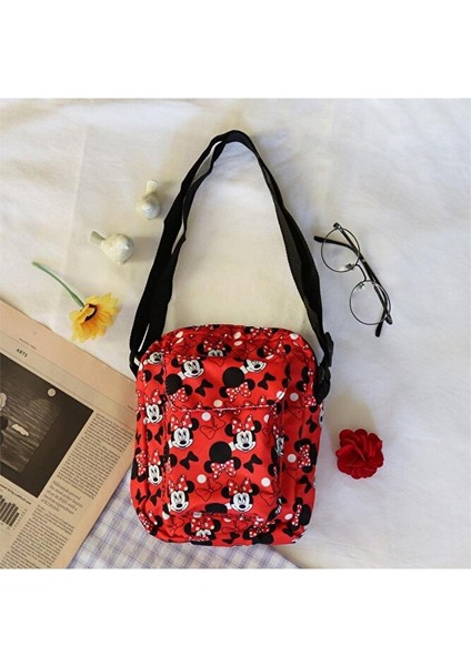 Kırmızı Minnie Mouse Face Kolaj Çapraz Çanta