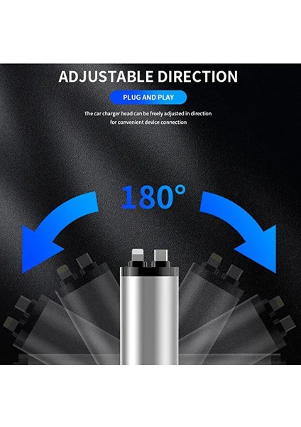 95W Hızlı Araç Şarj 4 In 1 Voltaj Göstergeli Tüm Telefonlar Için Hızlı Araba Şarjı Kendinden Kablolu modelleri