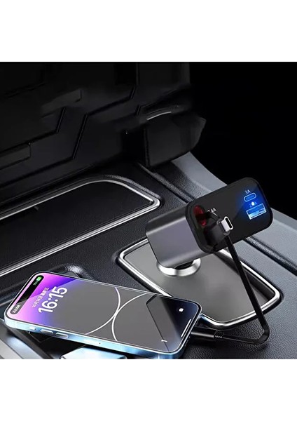 95W Hızlı Araç Şarj 4 In 1 Voltaj Göstergeli Tüm Telefonlar Için Hızlı Araba Şarjı Kendinden Kablolu indirimleri