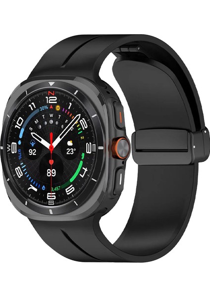 Samsung Galaxy Watch 8 Classsic 46MM Için Metal Manyetik Kopçalı Silikon Kordon Krd-84