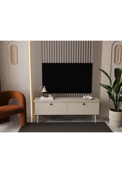 Lunaris Tv Ünitesi - Tv Sehpası 160 cm %100 Mdf Lake Ahşap Ayaklı
