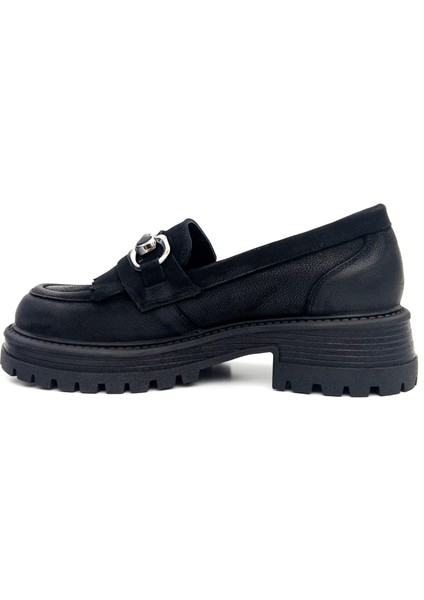 2554603K Kadın Hakiki Deri Püsküllü Kalın Taban Loafer Ayakkabı modelleri