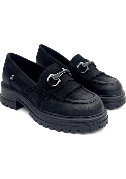 2554603K Kadın Hakiki Deri Püsküllü Kalın Taban Loafer Ayakkabı fırsatları