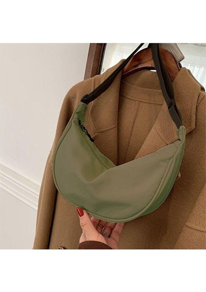 Haki Yarım Ay Ayarlanabilir Çapraz Çanta