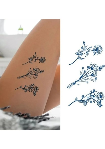 1 Ay Kalıcı Çiçek Desenli Kol ve Vücut Için Geçici Dövme