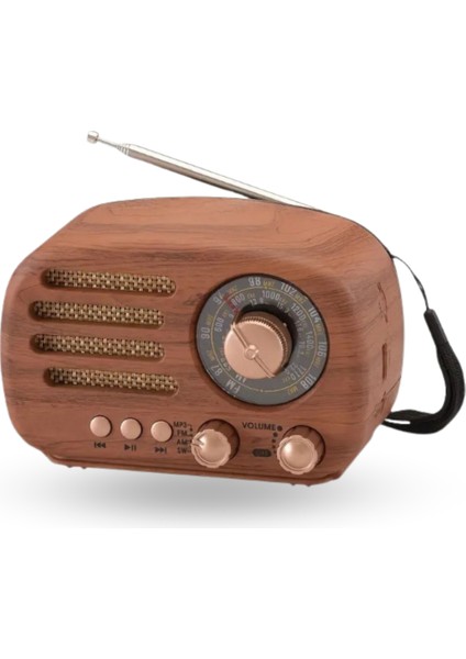 Büro Ev Ofis Hediyesi Için Mini Ahşap Şarjlı Retro Oval Tasarım Radyo fiyatları