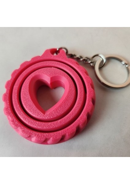 Göbeği Dönen Kalp Anahtarlık 3D (Kırmızı Renk PLA Malzeme)