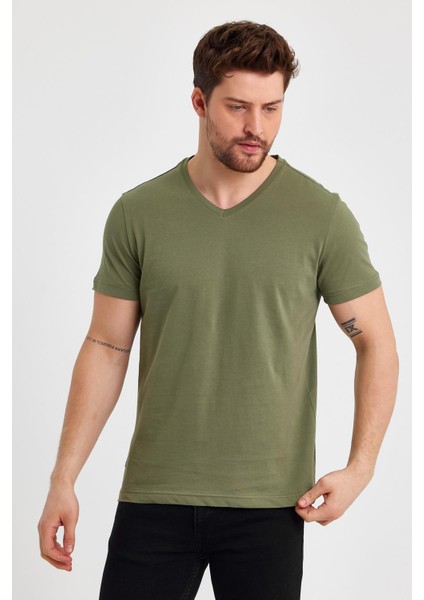 Erkek Pamuklu Kısa Kollu V Yaka T-Shirt fiyatları