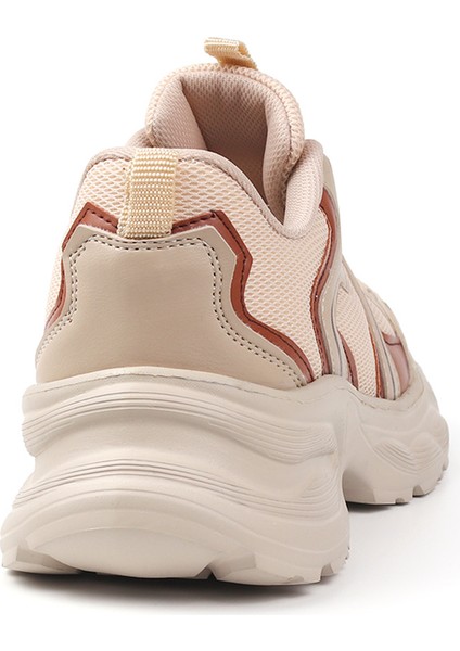 Kadın Bej Kahve Fileli Sneaker Günlük Ortopedik Spor Ayakkabı indirimleri