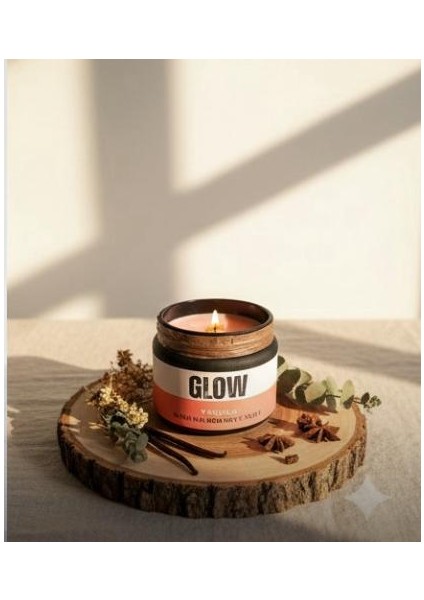 Glow – Özel Tasarım Vanilya Kokulu Mum (250GR) Doğal Vegan Soya Wax fiyatları