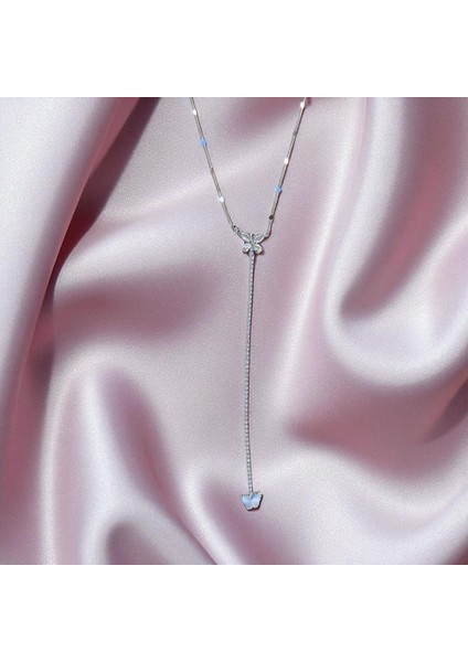 Çelik Kelebek Y Model Kadın Kolye – 316L Kararmaz Çelik | Zarif ve Şık Takı |