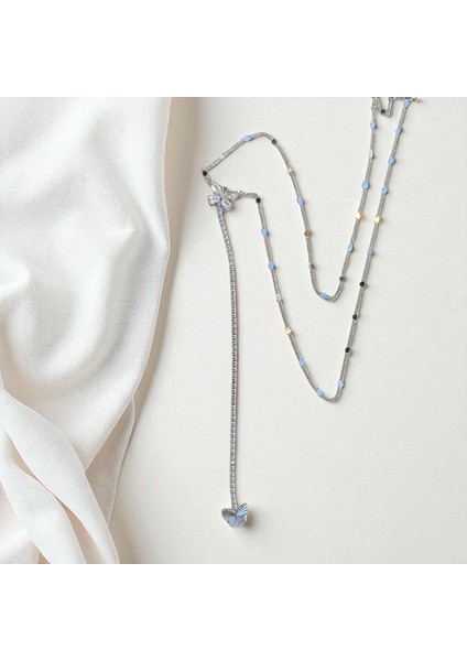 Çelik Kelebek Y Model Kadın Kolye – 316L Kararmaz Çelik | Zarif ve Şık Takı | fiyatları