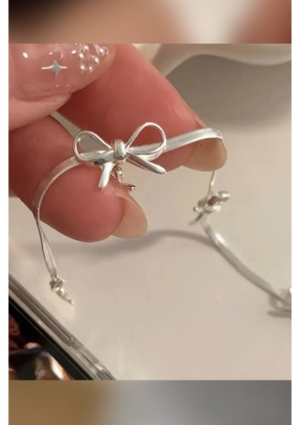 Fiyonk Coquette Ribbon Yassı Italyan Zinciri Gümüş Çelik Bileklik modelleri
