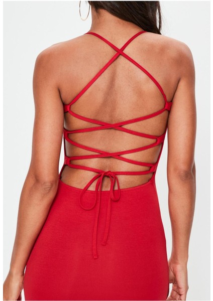 Sırt Dekolteli Mini Örme Elbise