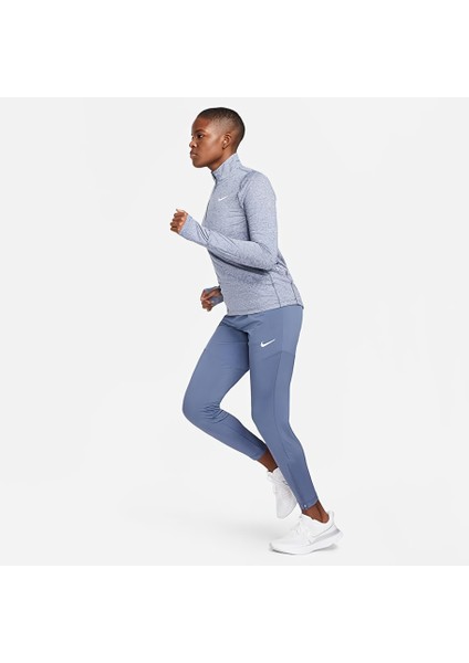 Dri-Fit Essential Kadın Koşu Spor Mavi Eşofman Altı - Fermuarlı Paça ve Cepler - DH6975-491