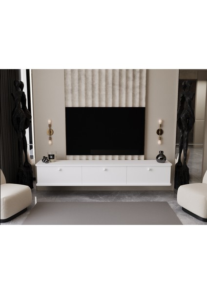 Lunaris Tv Ünitesi - Tv Sehpası 180 cm Duvara Monte %100 Mdf