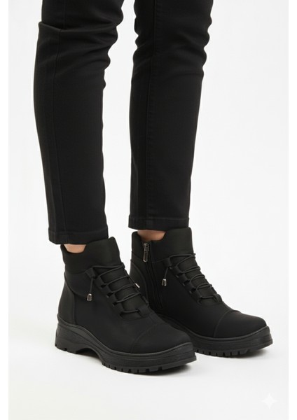 Siyah Zümrüt Içi Polarlı Soğuğa Dirençli Kaymaz Taban Kadın Bot 112 Z