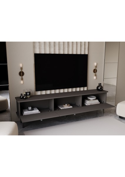 Lunaris Tv Ünitesi - Tv Sehpası 200 cm %100 Mdf Lake Ahşap Ayaklı fiyatları