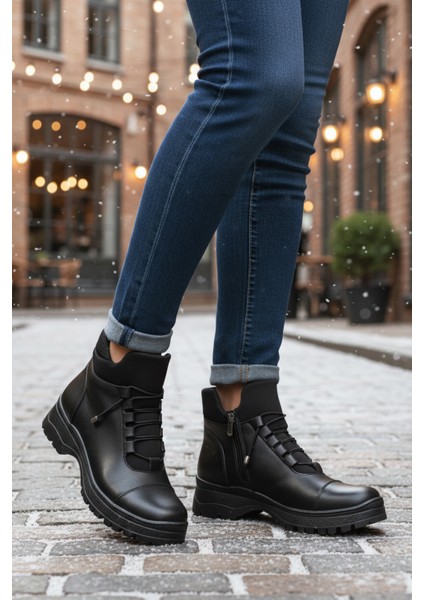 Siyah Içi Polarlı Soğuğa Dirençli Kaymaz Taban Kadın Bot 112 Z modelleri