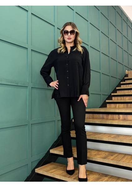 Kadın Yanları Yırtmaçlı Tek Cepli Önden Düğmeli Gömlek fiyatları