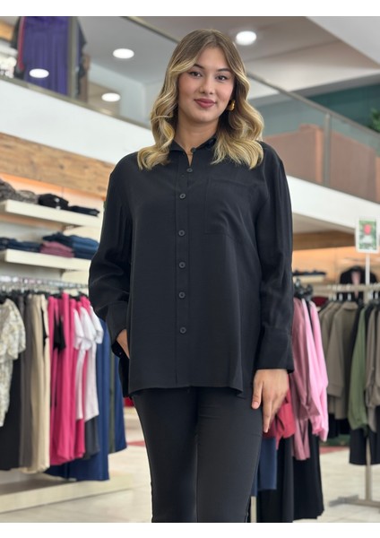 Kadın Yanları Yırtmaçlı Tek Cepli Önden Düğmeli Gömlek indirimleri