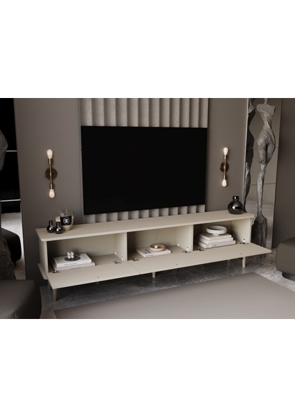 Lunaris Tv Ünitesi - Tv Sehpası 200 cm %100 Mdf Lake Ahşap Ayaklı fiyatları
