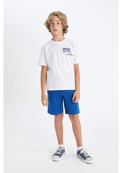 Erkek Çocuk Snoopy Bisiklet Yaka Kısa Kollu Tişört D2100A824HS