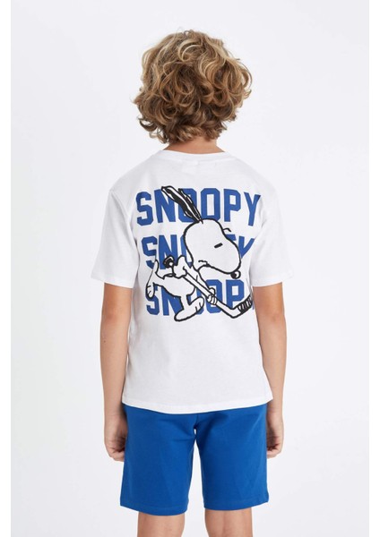 Erkek Çocuk Snoopy Bisiklet Yaka Kısa Kollu Tişört D2100A824HS