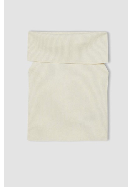 Fitted Açık Omuz Basic Düz Triko Bluz D2997AX24SM