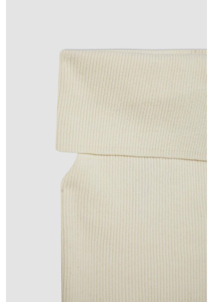 Fitted Açık Omuz Basic Düz Triko Bluz D2997AX24SM