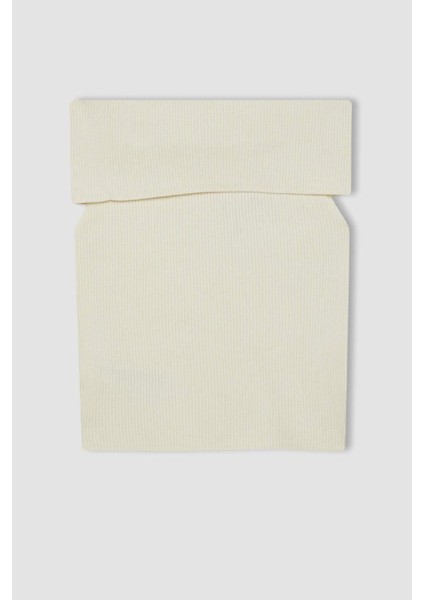 Fitted Açık Omuz Basic Düz Triko Bluz D2997AX24SM