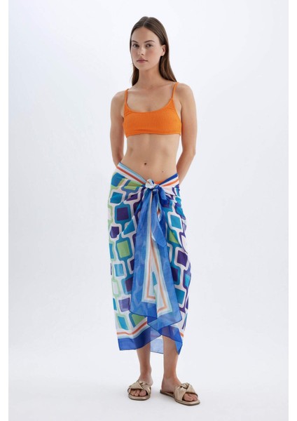 Regular Fit Desenli Vual Pareo-Fall in Love D2745AXNS