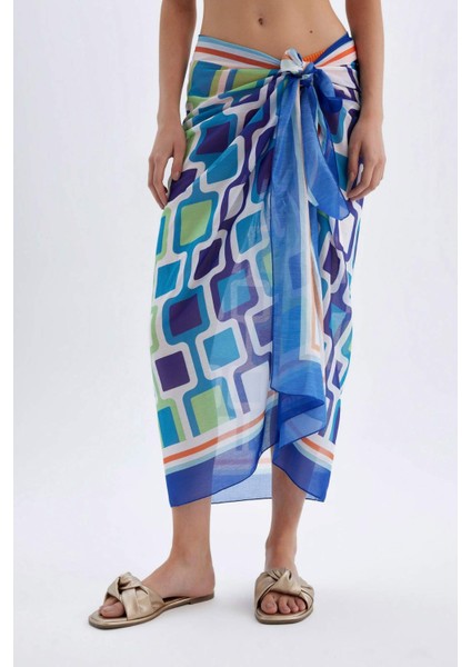 Regular Fit Desenli Vual Pareo-Fall in Love D2745AXNS