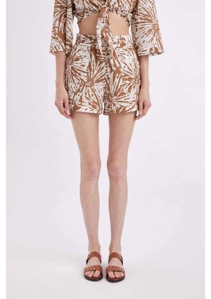 Yüksek Bel Kısa Paça Vual Şort D3175AX24SM