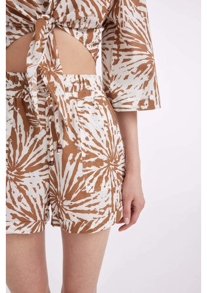 Yüksek Bel Kısa Paça Vual Şort D3175AX24SM