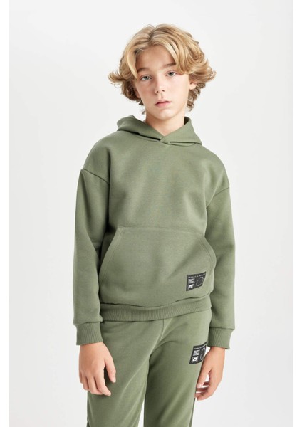 Erkek Çocuk Oversize Geniş Kalıp Kapüşonlu Cepli Okul Sweatshirt D1646A824AU