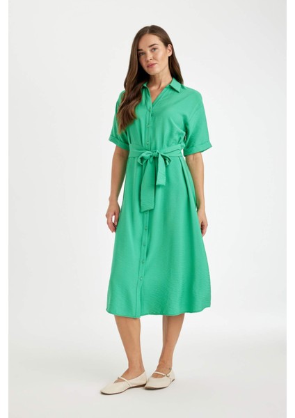 Regular Fit Gömlek Yaka Kısa Kollu Elbise D4055AXNS