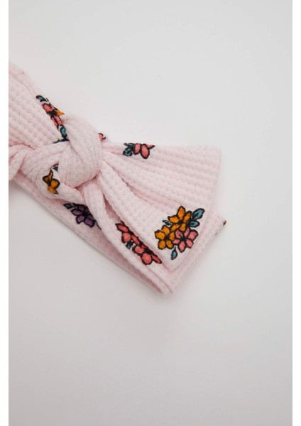 Kız Bebek 2'li Takım Çiçekli Waffle Kolsuz Tulum Saç Bandı D3459A524HS