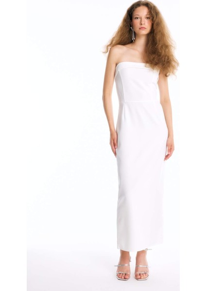 Bodycon Vücudu Saran Straplez Maxi Abiye Elbise D3268AXNS