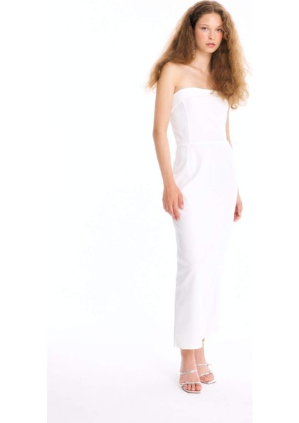 Bodycon Vücudu Saran Straplez Maxi Abiye Elbise D3268AXNS