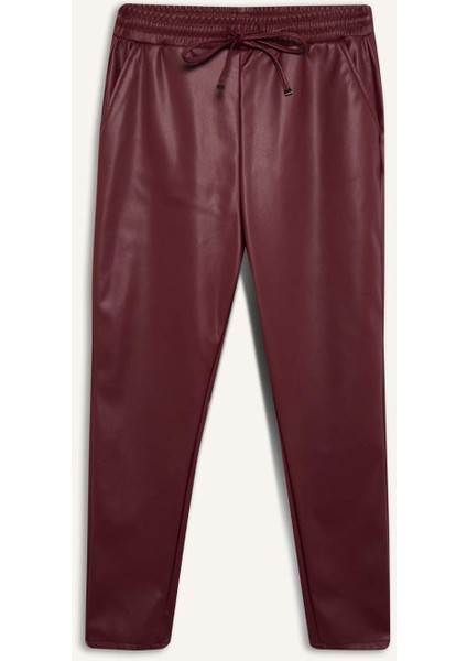 Jogger Cepli Yüksek Bel Standart Paça Suni Deri Pantolon V8072AZ24WN