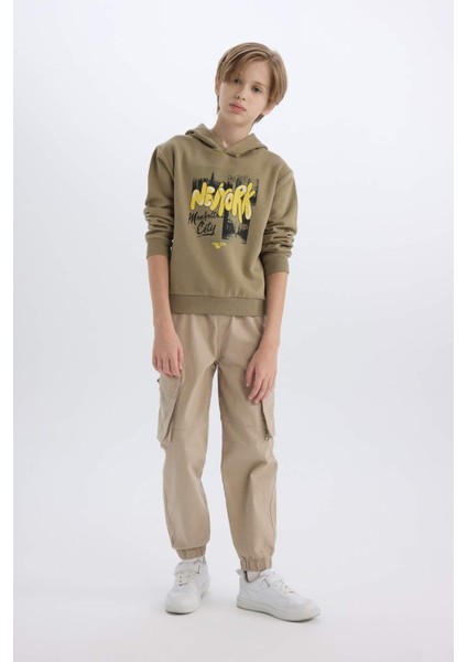 Erkek Çocuk Kapüşonlu Baskılı Sweatshirt D3037A824WN