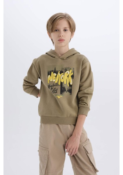 Erkek Çocuk Kapüşonlu Baskılı Sweatshirt D3037A824WN